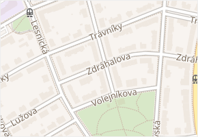 Trávníky v obci Brno - mapa ulice