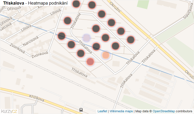 Mapa Třískalova - Firmy v ulici.