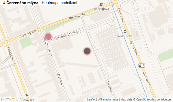 Mapa U Červeného mlýna - Firmy v ulici.