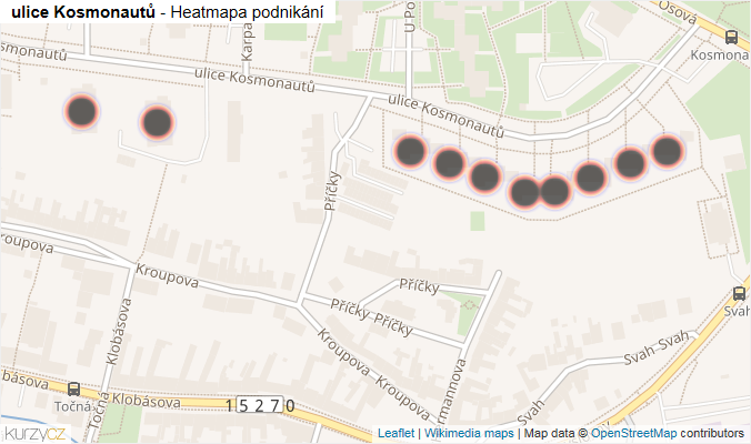 Mapa ulice Kosmonautů - Firmy v ulici.