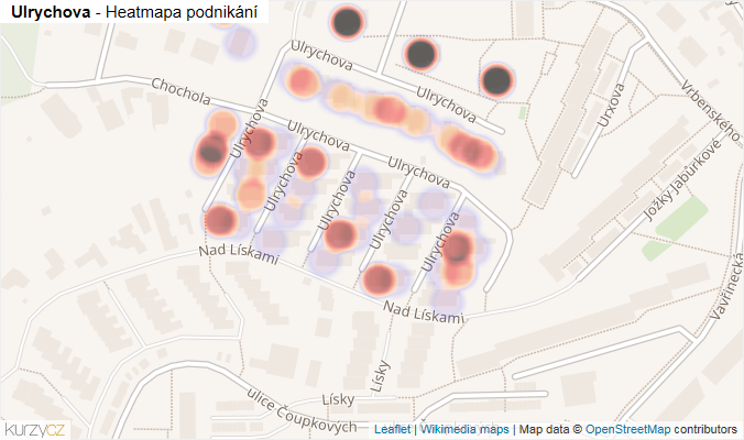 Mapa Ulrychova - Firmy v ulici.