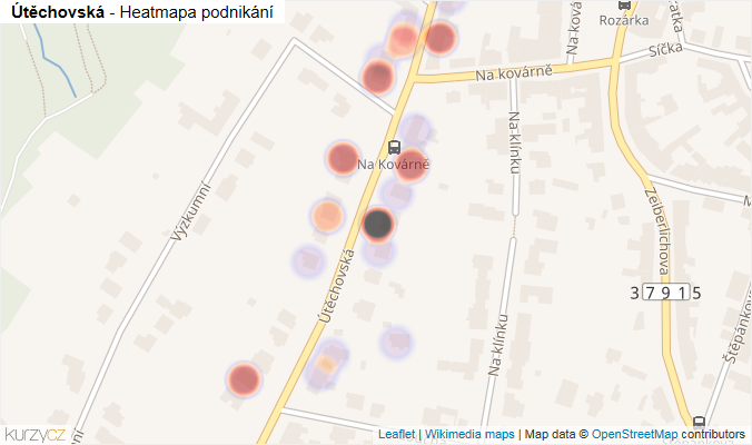 Mapa Útěchovská - Firmy v ulici.