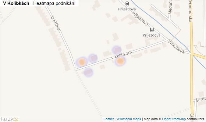 Mapa V Kolíbkách - Firmy v ulici.