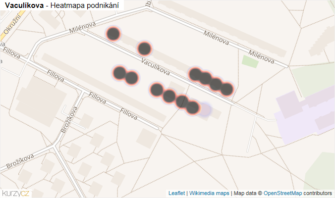 Mapa Vaculíkova - Firmy v ulici.