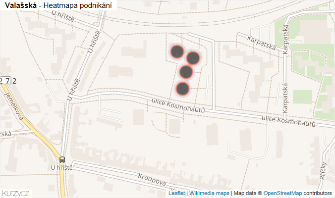 Mapa Valašská - Firmy v ulici.