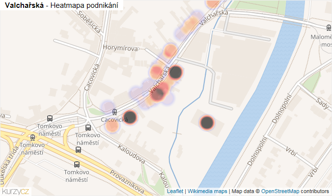 Mapa Valchařská - Firmy v ulici.