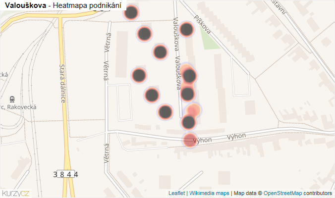 Mapa Valouškova - Firmy v ulici.
