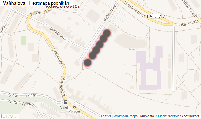 Mapa Vaňhalova - Firmy v ulici.