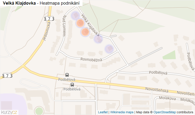 Mapa Velká Klajdovka - Firmy v ulici.