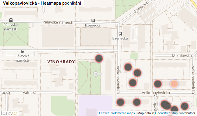 Mapa Velkopavlovická - Firmy v ulici.