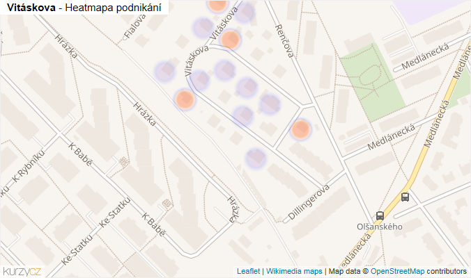 Mapa Vitáskova - Firmy v ulici.