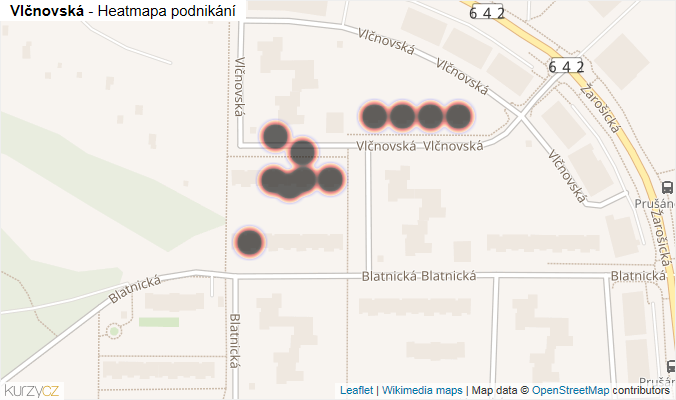 Mapa Vlčnovská - Firmy v ulici.