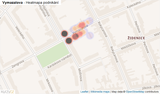 Mapa Vymazalova - Firmy v ulici.