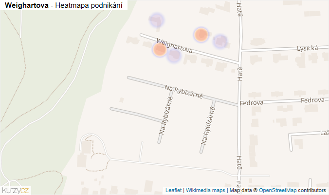 Mapa Weighartova - Firmy v ulici.