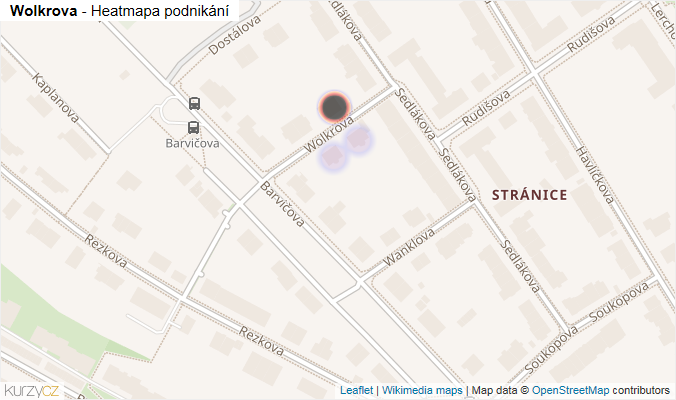 Mapa Wolkrova - Firmy v ulici.