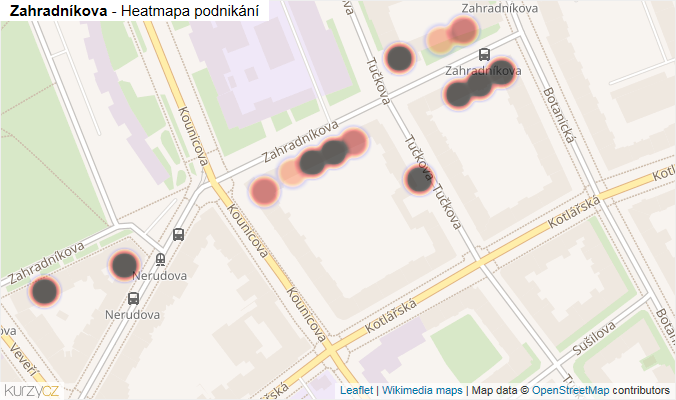 Mapa Zahradníkova - Firmy v ulici.