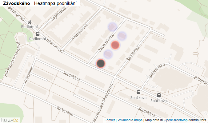 Mapa Závodského - Firmy v ulici.