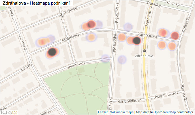 Mapa Zdráhalova - Firmy v ulici.