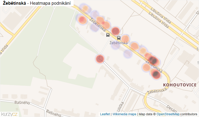 Mapa Žebětínská - Firmy v ulici.