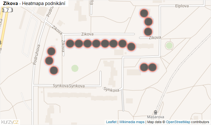 Mapa Zikova - Firmy v ulici.