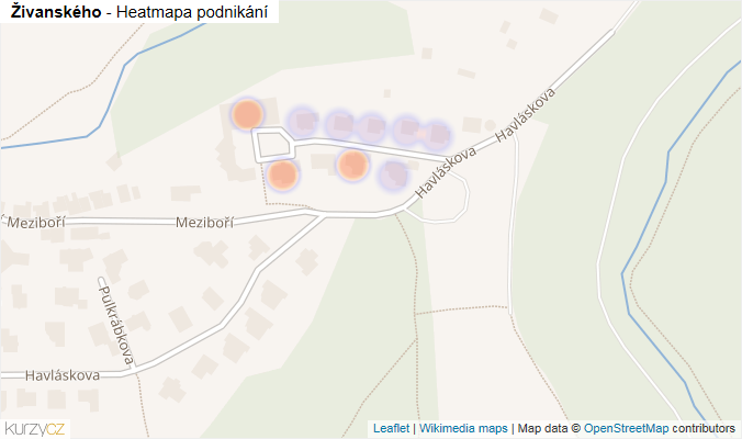 Mapa Živanského - Firmy v ulici.