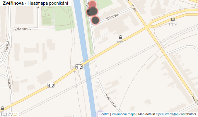 Mapa Zvěřinova - Firmy v ulici.