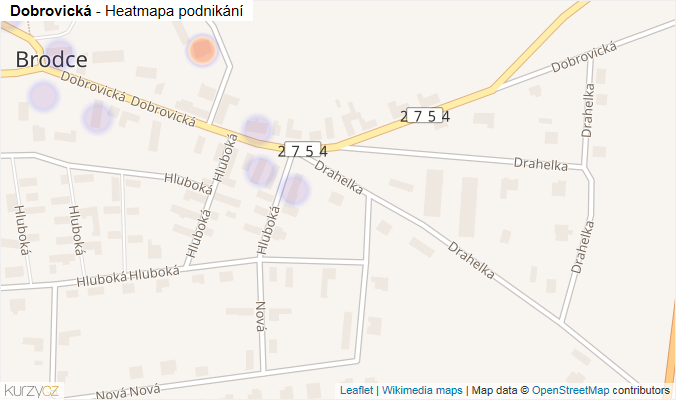 Mapa Dobrovická - Firmy v ulici.