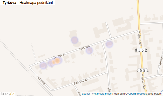 Mapa Tyršova - Firmy v ulici.