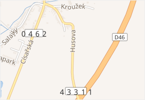 Husova v obci Brodek u Prostějova - mapa ulice