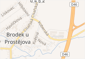 Koberská v obci Brodek u Prostějova - mapa ulice