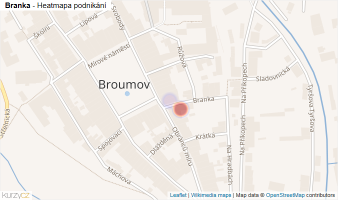 Mapa Branka - Firmy v ulici.