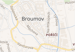Dlážděná v obci Broumov - mapa ulice