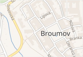 Hradební v obci Broumov - mapa ulice