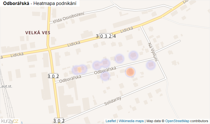 Mapa Odborářská - Firmy v ulici.