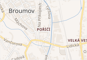 Poříčí v obci Broumov - mapa části obce