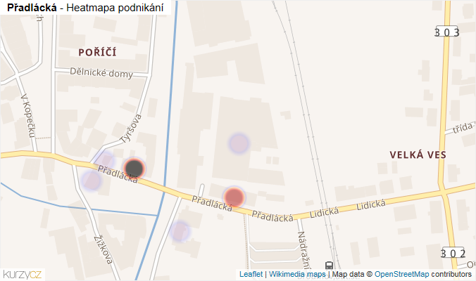 Mapa Přadlácká - Firmy v ulici.