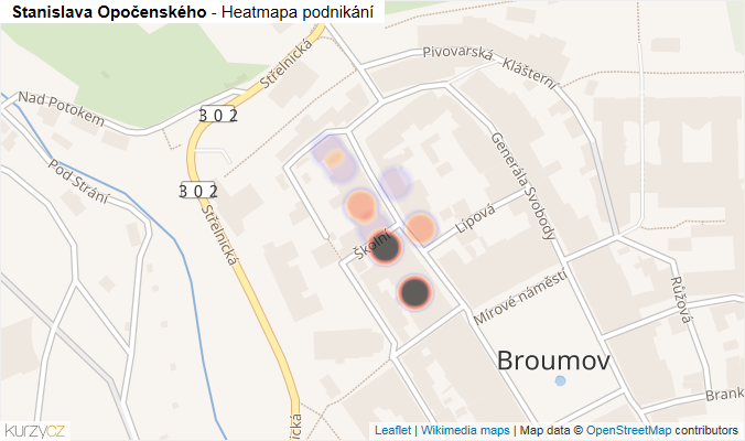 Mapa Stanislava Opočenského - Firmy v ulici.