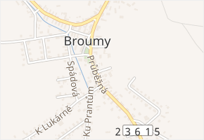 Ke stadionu v obci Broumy - mapa ulice