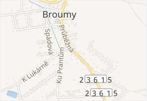 Průběžná v obci Broumy - mapa ulice