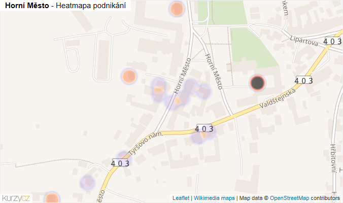 Mapa Horní Město - Firmy v ulici.