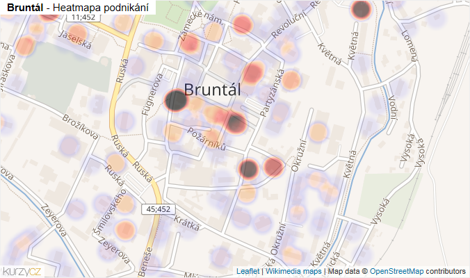 Mapa Bruntál - Firmy v obci.