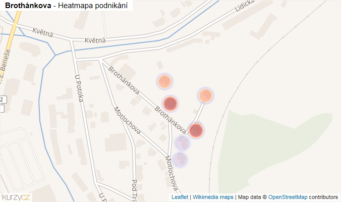 Mapa Brothánkova - Firmy v ulici.
