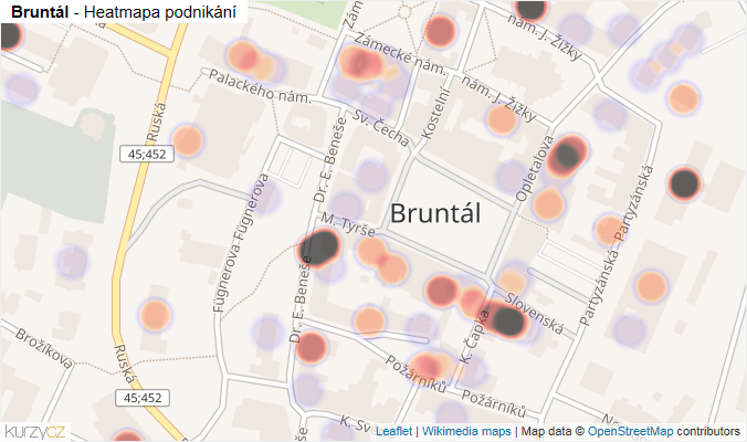 Mapa Bruntál - Firmy v části obce.