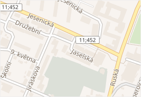 Jaselská v obci Bruntál - mapa ulice