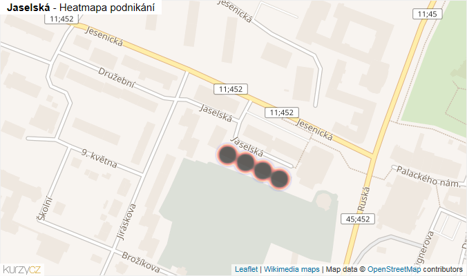 Mapa Jaselská - Firmy v ulici.