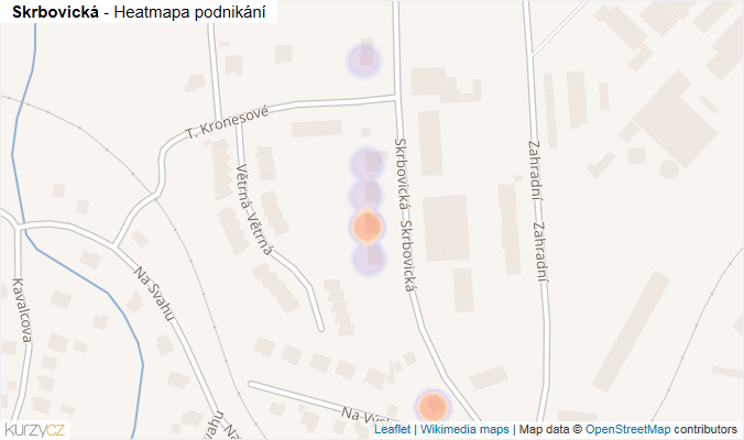 Mapa Skrbovická - Firmy v ulici.