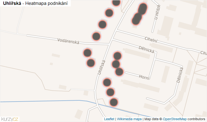 Mapa Uhlířská - Firmy v ulici.