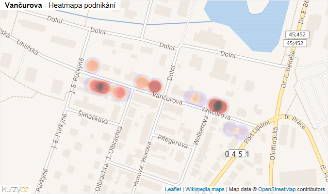 Mapa Vančurova - Firmy v ulici.