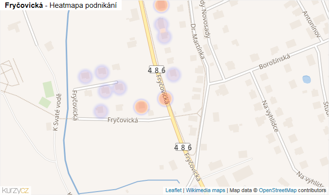 Mapa Fryčovická - Firmy v ulici.