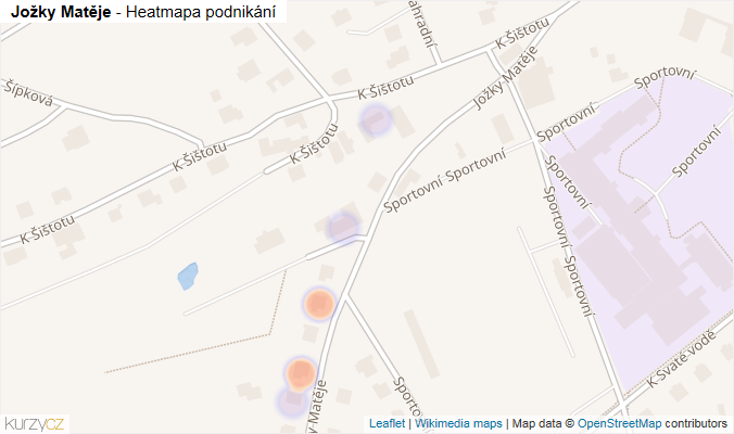 Mapa Jožky Matěje - Firmy v ulici.